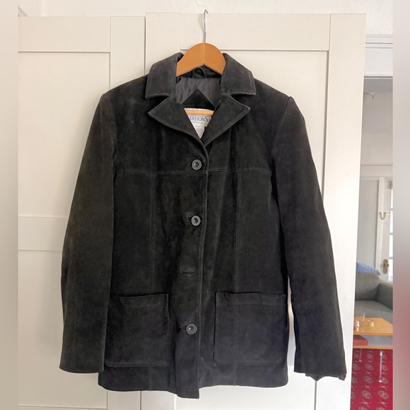 Basic Editions Jackets & Blazers - Black suede chore jacket